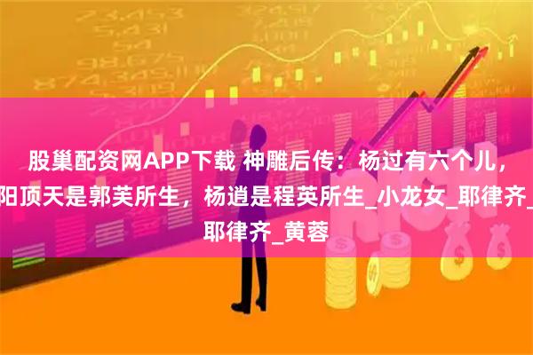 股巢配资网APP下载 神雕后传：杨过有六个儿，大儿阳顶天是郭芙所生，杨逍是程英所生_小龙女_耶律齐_黄蓉