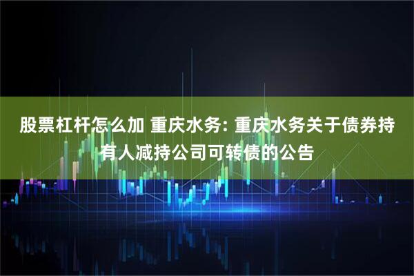 股票杠杆怎么加 重庆水务: 重庆水务关于债券持有人减持公司可转债的公告